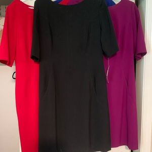 Tahari Crepe Sheath dresses - black and wild aster